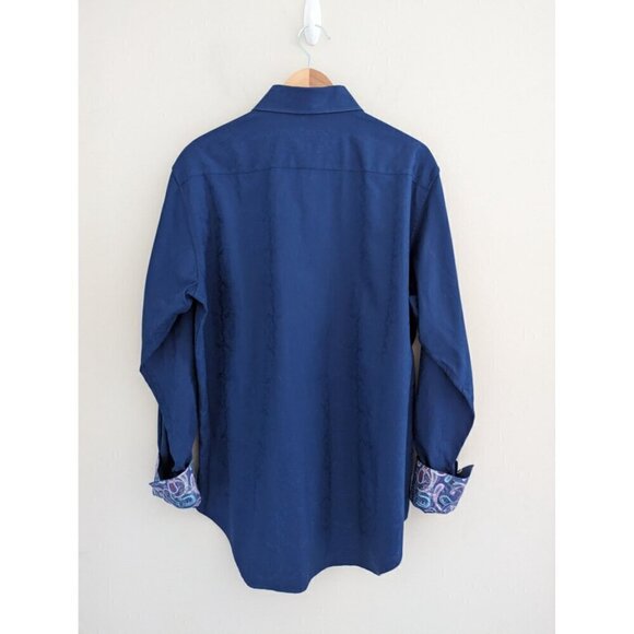 Robert Graham Knowledge Wisdom Truth Floral Print Navy Shirt Size M - Picture 2 of 10